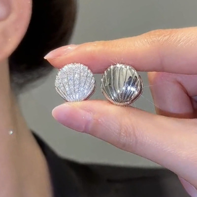 微镶钻贝壳耳钉夏季海边度假耳环