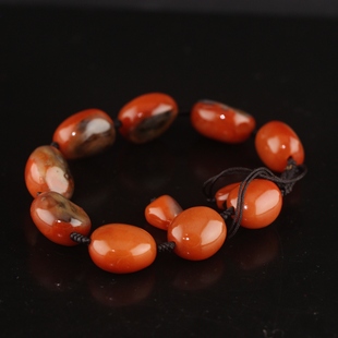 寿山田黄石手串乌鸦皮红田手链玉石毛料文玩男女手饰礼品风水配饰