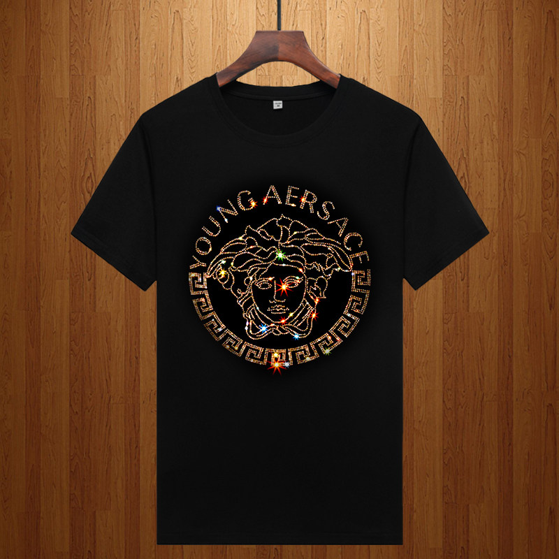 thumbnail for Versace Europe 2025 Summer Modal Rhinestone Short Sleeve T-Shirt for Men Youthful Style Half Sleeve Tee