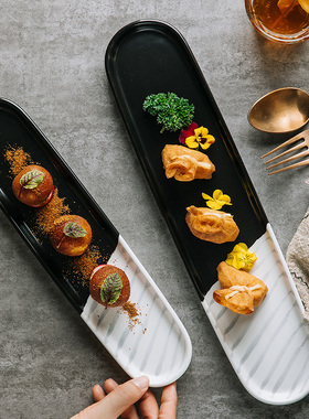 格米厨长条盘创意个性陶瓷寿司盘日式长碟子家用新款点心盘刺身盘