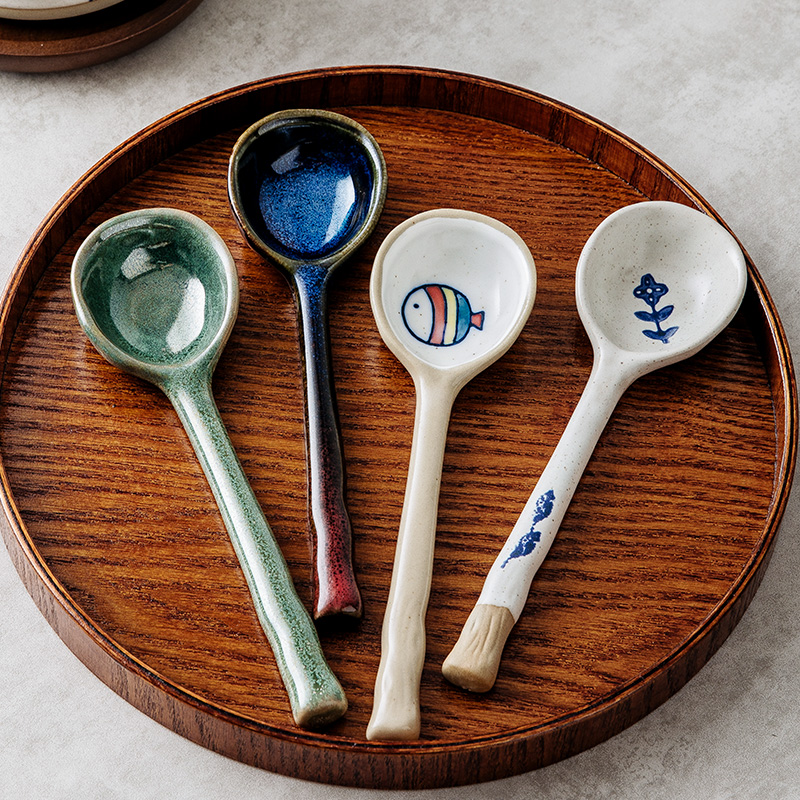 创意陶瓷勺子长柄日式复古家用