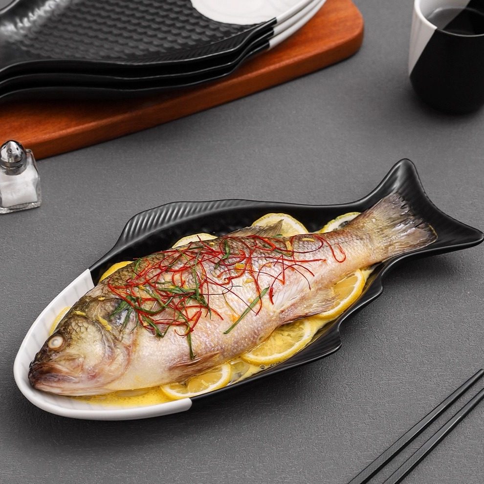 陶瓷鱼盘家用蒸鱼专用盘子高级感2025新款装鱼盘子菜盘蒸鱼碟餐盘,餐饮具,盘,淘宝优惠券,粉丝福利购,淘宝优惠卷