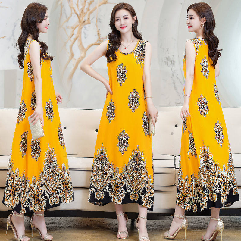 2021夏季棉绸连衣裙女波西米亚大码妈妈装睡裙无袖背心吊带沙滩裙在类目 女装/女士精品, 衬衫中 - 来自Buy2taobao.com提供专业的淘宝代购服务