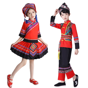 三月儿童演出服广西壮族