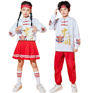 六一儿童啦啦队演出服小学生运动会服装中国风合唱幼儿舞蹈表演服