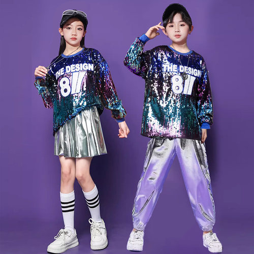 儿童啦啦队演出服爵士舞女童服装