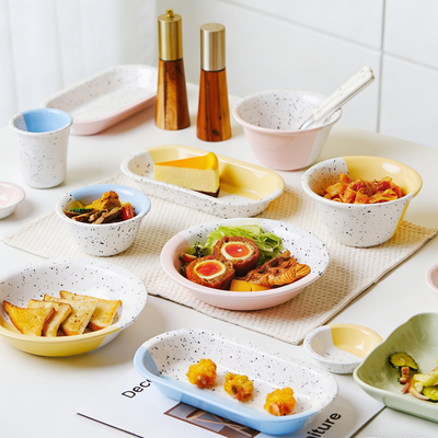 ezicok陶瓷沙拉碗简约餐具套装圆形餐盘饭碗碗盘组合菜盘饭碗面碗