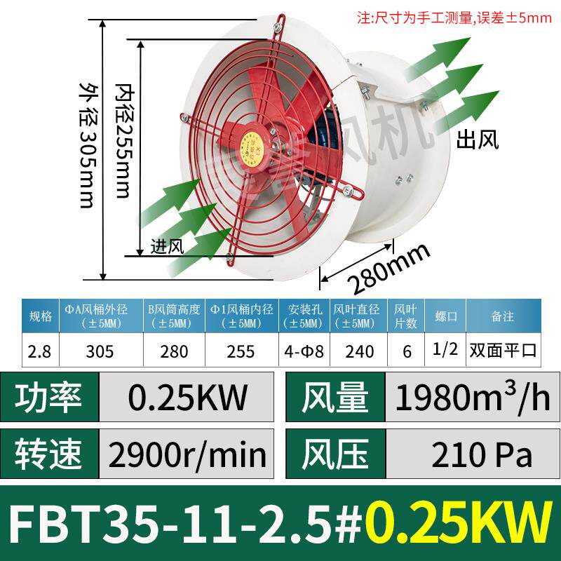 新款展誉FBT35-11玻璃钢防腐防爆轴流风机220V耐酸碱耐腐蚀工包邮