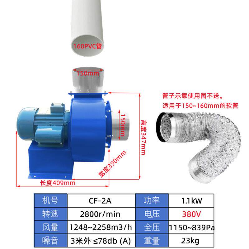 新款CF离心风机220V商用厨房管道高速强力排风抽油烟包邮