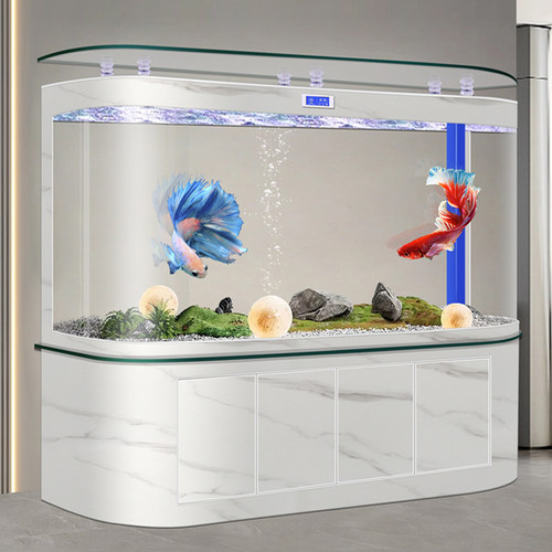 2025新款大弯底滤龙鱼缸客厅家用大型免换水靠墙水族箱一体金鱼缸