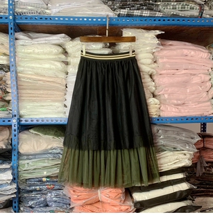 松紧腰网纱半身裙夏季 半身裙女显瘦遮肚网纱蓬松遮胯A字裙