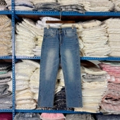 烟管九分长裤 蓝色开叉高腰直筒牛仔裤 显瘦窄版 修身 女春夏2025新款