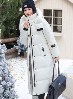 白鹅绒 高定欧货加厚过膝长款羽绒服女 宽松韩版2025冬装新款外套