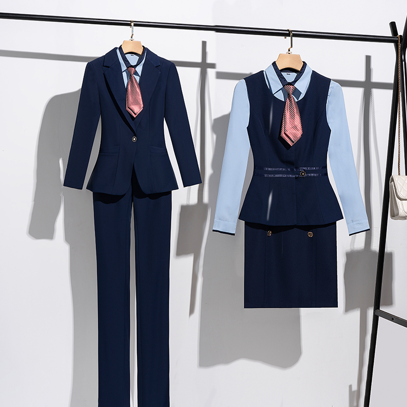 职业套装女秋冬新款马甲套装西服正装物业西装酒店前台工作服教师
