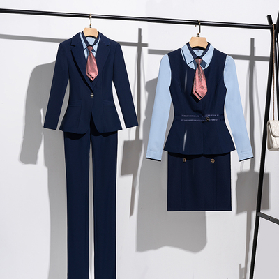职业套装女秋冬新款马甲套装西服正装物业西装酒店前台工作服教师