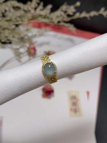 玖紫925银天然翡翠戒指蕾丝款翡翠戒指带证书可调节圈口带证书