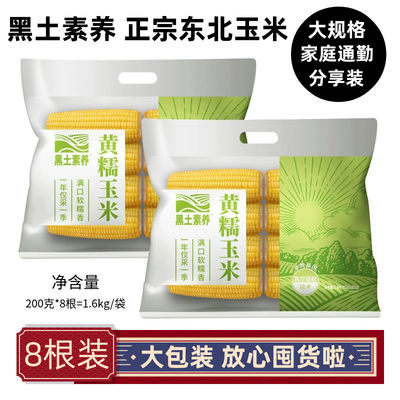 黑土素养黄糯玉米8根礼袋装粘玉米软糯香苞米1.6KG东北黑玉米主食