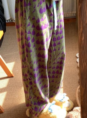 Foreign trade仿棉遛弯裤子卡通睡裤女夏秋新款外穿空调休闲长裤