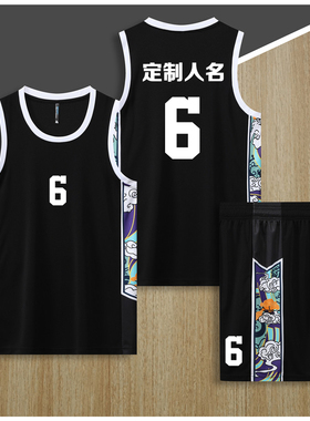 篮球服套装定制球队比赛训练服中大学生队服背心运动球衣8207黑色