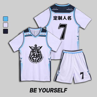 女款女生女童学生假两件短袖篮球服运动健身套装定制印刷3009白蓝