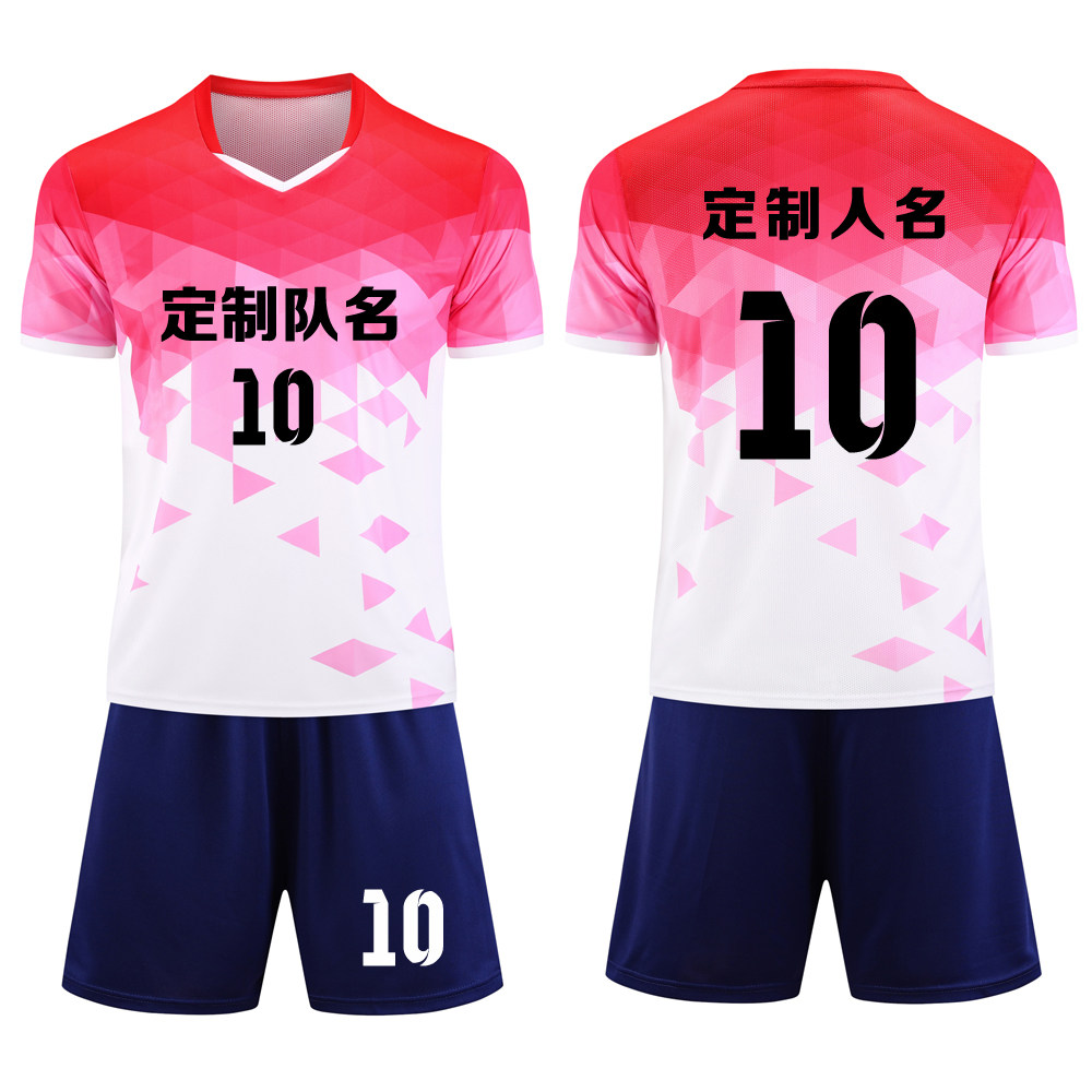 成人儿童学生短袖足球服套装比赛训练队服定制印刷字号 T11红色