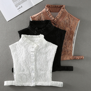 新款假领子女百搭假领秋冬春季蕾丝荷叶边立领高档毛衣内搭装饰领