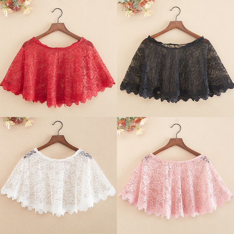 鏤空禮服配吊帶裙子蕾絲小披肩