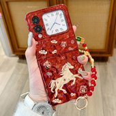 FlipS折叠屏防摔大吉大利电镀外壳nova 新年款 适用华为novaflips手机壳马年红色Nova flip高级感手提链保护套