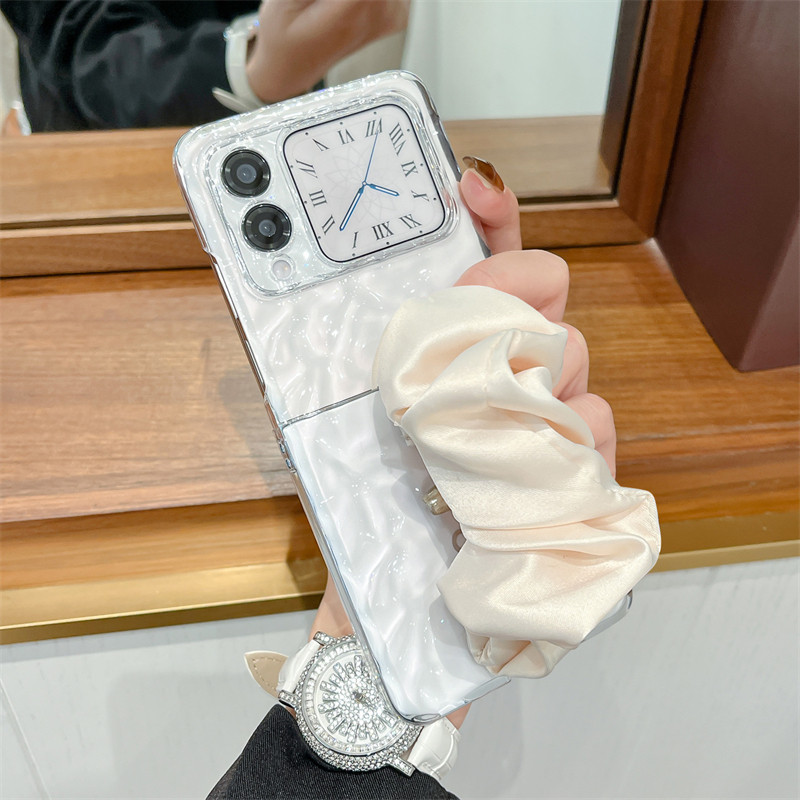 适用华为novaflip手机壳新款水波纹透明Nova Flip小折叠防摔保护套nova简约女款flip折叠屏丝巾腕带创意