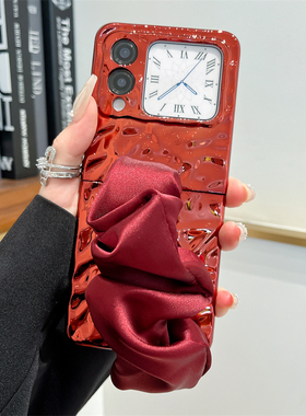 新年款红色丝巾腕带适用华为novaflip手机壳新款Nova Flip折叠屏超薄防摔外壳nova个性水波纹创意男女保护套