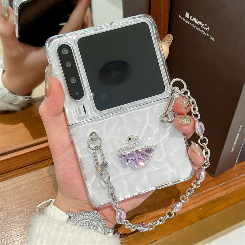 适用华为purax手机壳新款Pura X保护套阔小叠屏奢华水钻外壳PuraX典藏版透明超薄高级感简约水波纹手提链硬壳