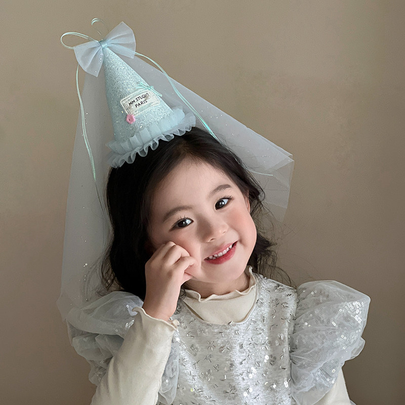 公主风儿童生日帽发箍头纱帽子2026新款女童发饰幼儿园宝宝头饰女图片
