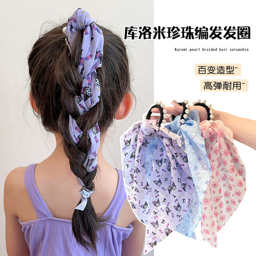 女童碎花珍珠发圈宝宝