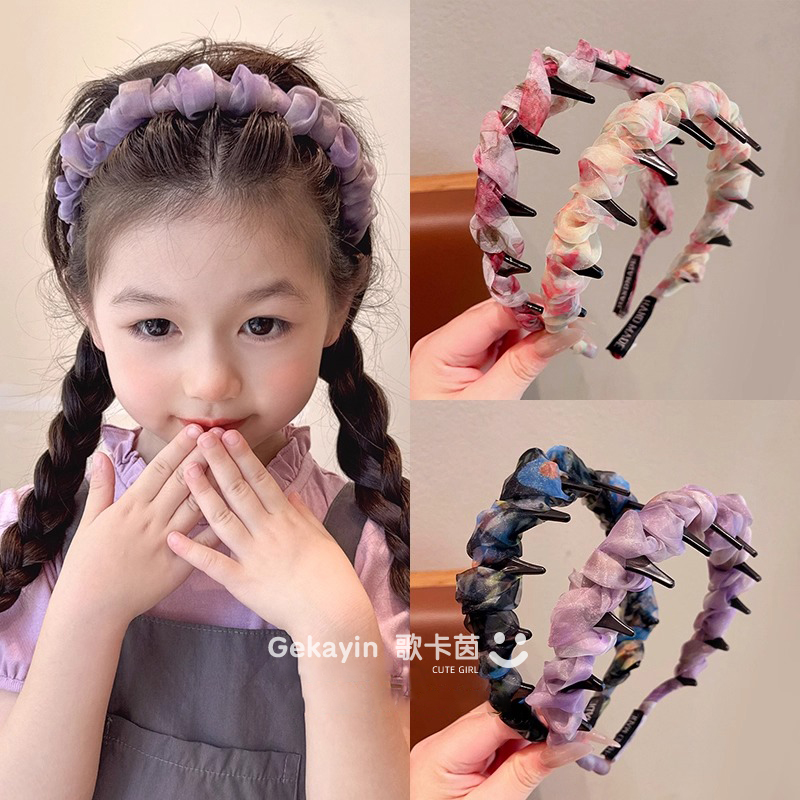 儿童网纱碎花高颅顶发箍