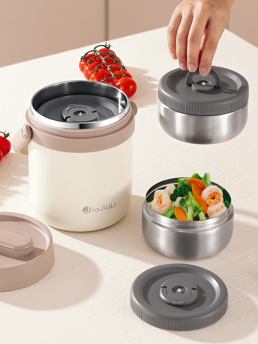 长保温饭盒保温桶多层大容量便携式不锈钢饭盒供学生和上班族用