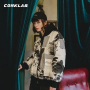 CONKALB thủy triều thương hiệu khâu khối màu áo cotton lỏng hip hop nam mùa đông áo đôi thủy triều quốc gia mặc quần áo cotton - Bông