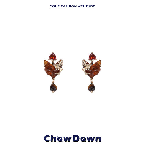 CHOWDOWN半面狐系列短款耳环
