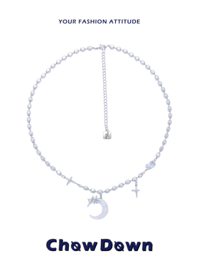 [郑丹妮同款]CHOWDOWN原创月牙项链新款百搭设计高级新中式锁骨链