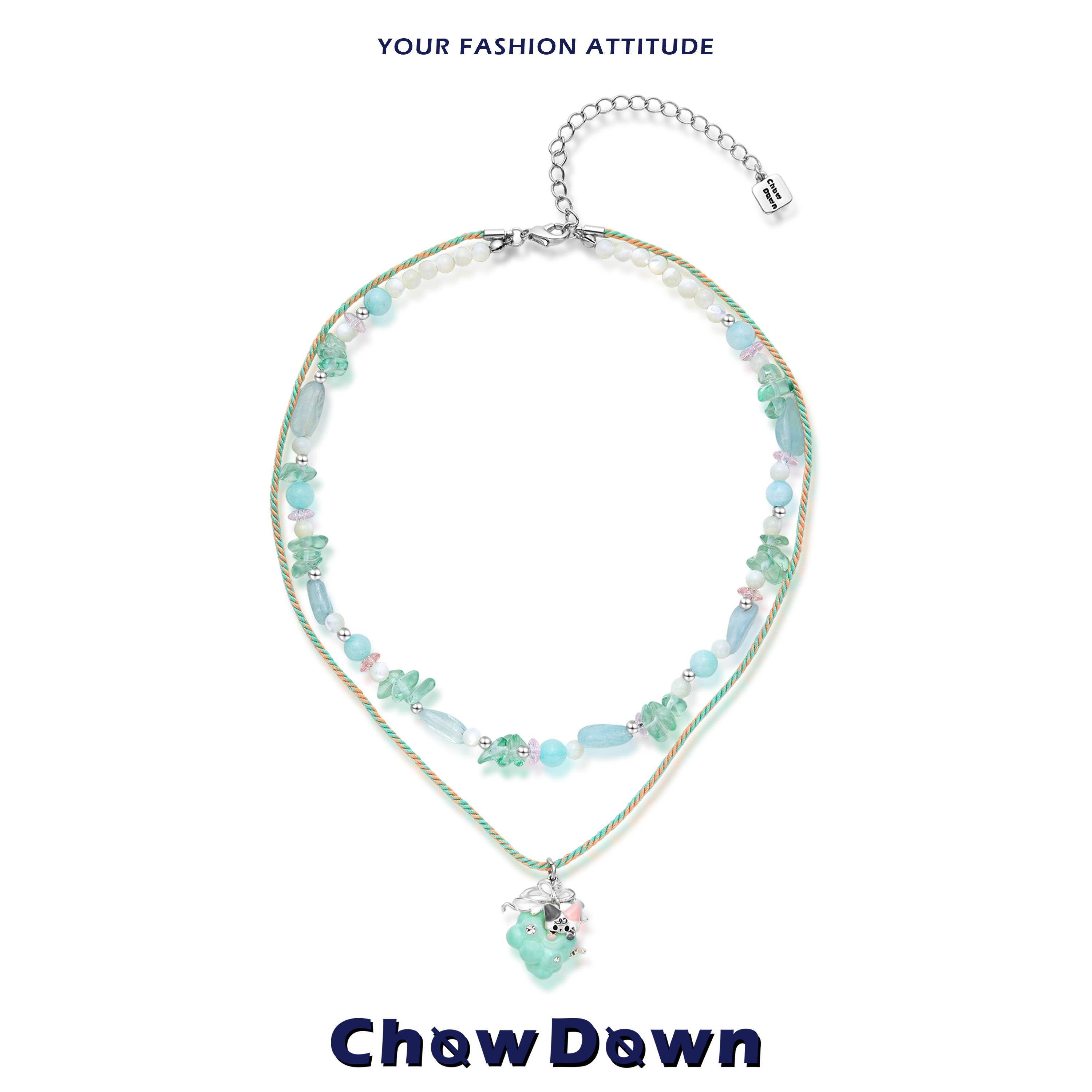 潮度原创3D打印青提双层项链