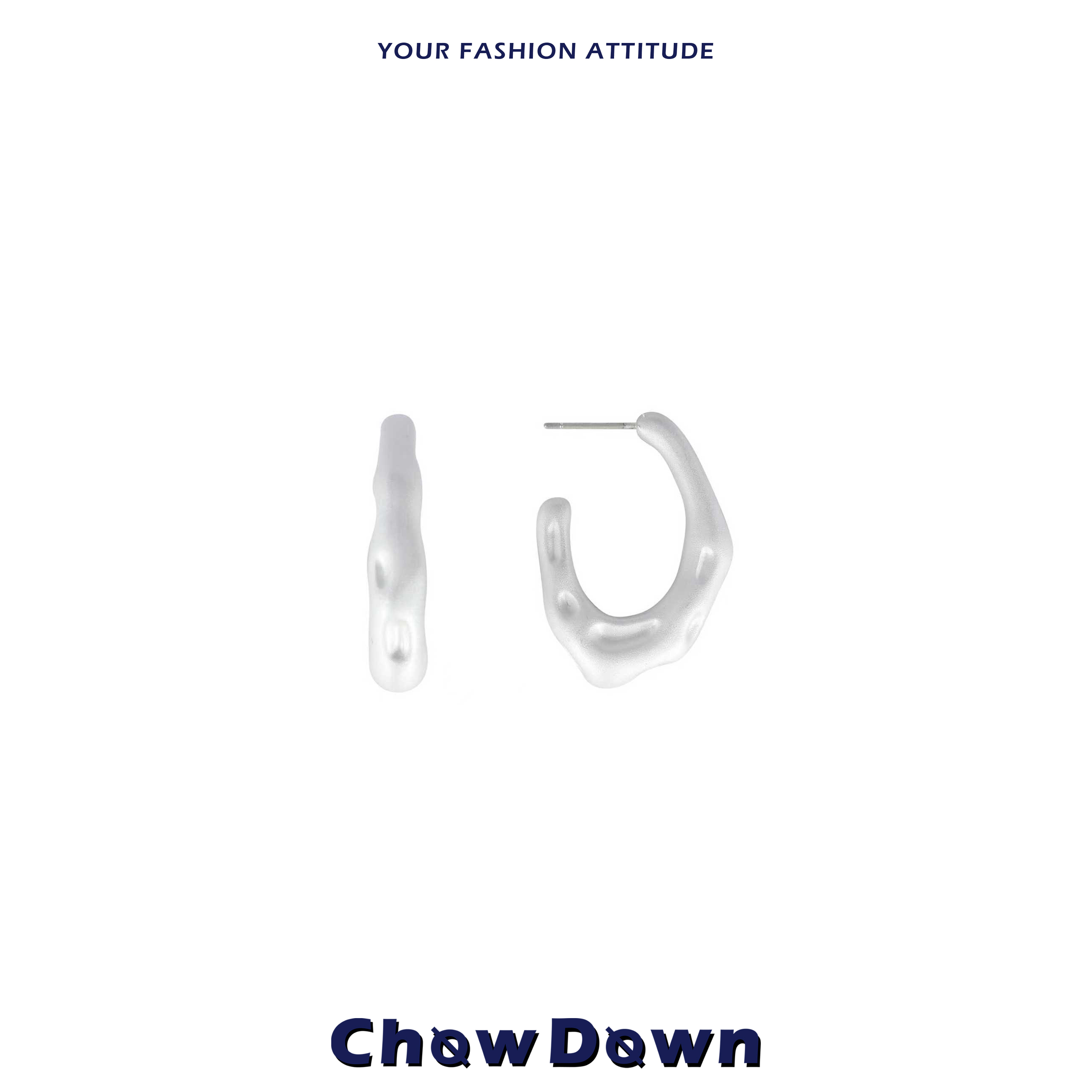 CHOWDOWN喷哑银大C圈耳钉
