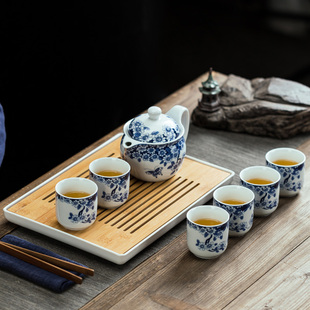 家用会客便携礼品套装 泡茶壶功夫茶具陶瓷耐高温一壶六杯简约中式