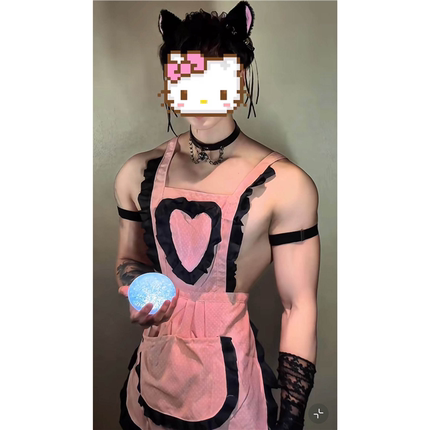肚兜款吊带禁欲系甜美纯欲男仆装围裙性感cos显肌肉m夜店睡衣男
