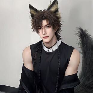 小奶狗男生cos狐狸耳朵尾巴手作仿真毛二次元兽耳兽尾套装项圈