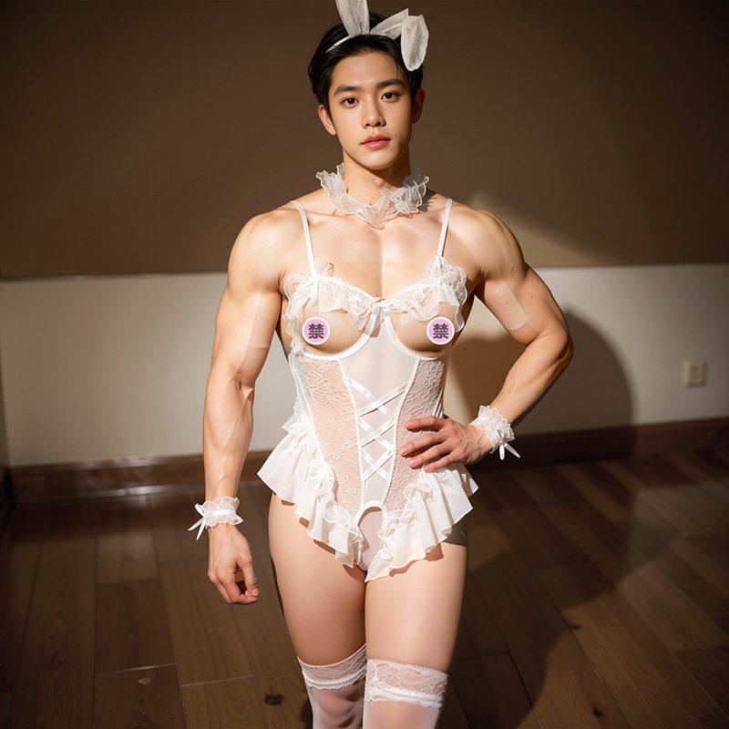男士肚兜款吊带禁欲系男仆装性感猫耳男生角色扮演大码白色兔男郎,女士内衣/男士内衣/家居服,肚兜,淘宝优惠券,粉丝福利购,淘宝优惠卷