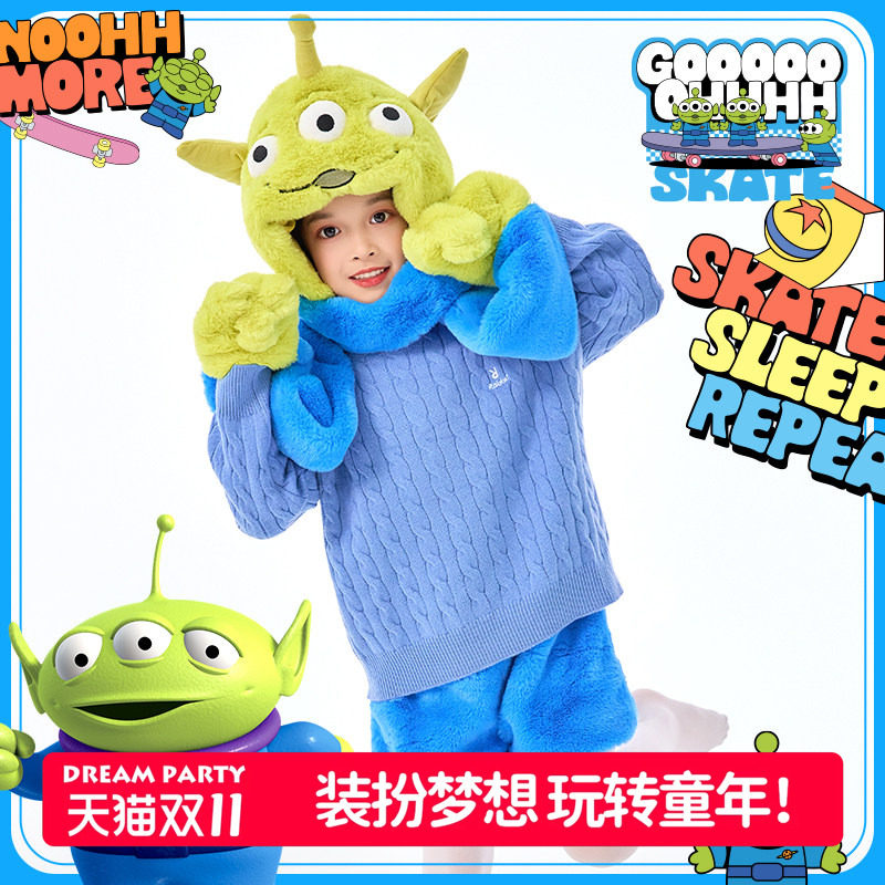 儿童围巾帽三眼仔卡通套装
