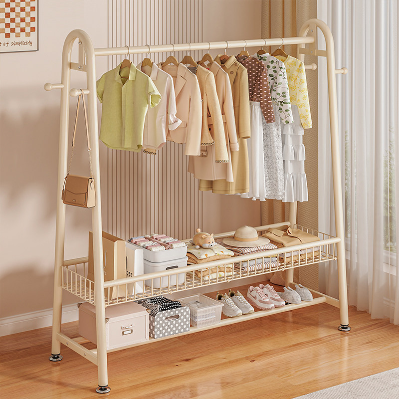 衣架落地卧室双层晒晾衣架置物架
