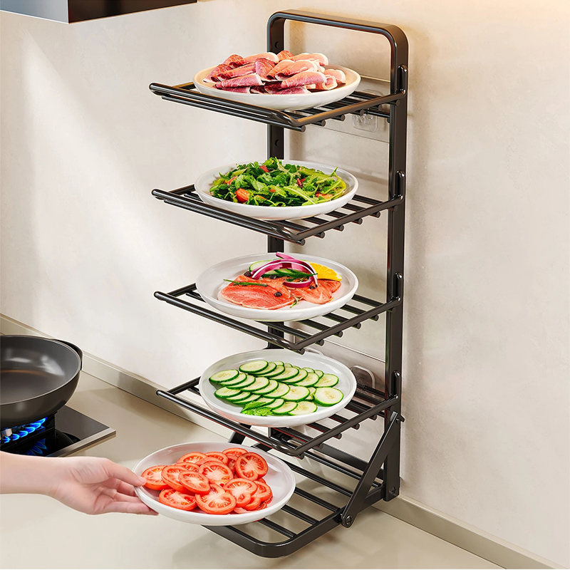 免打孔可折叠备菜架壁挂落地