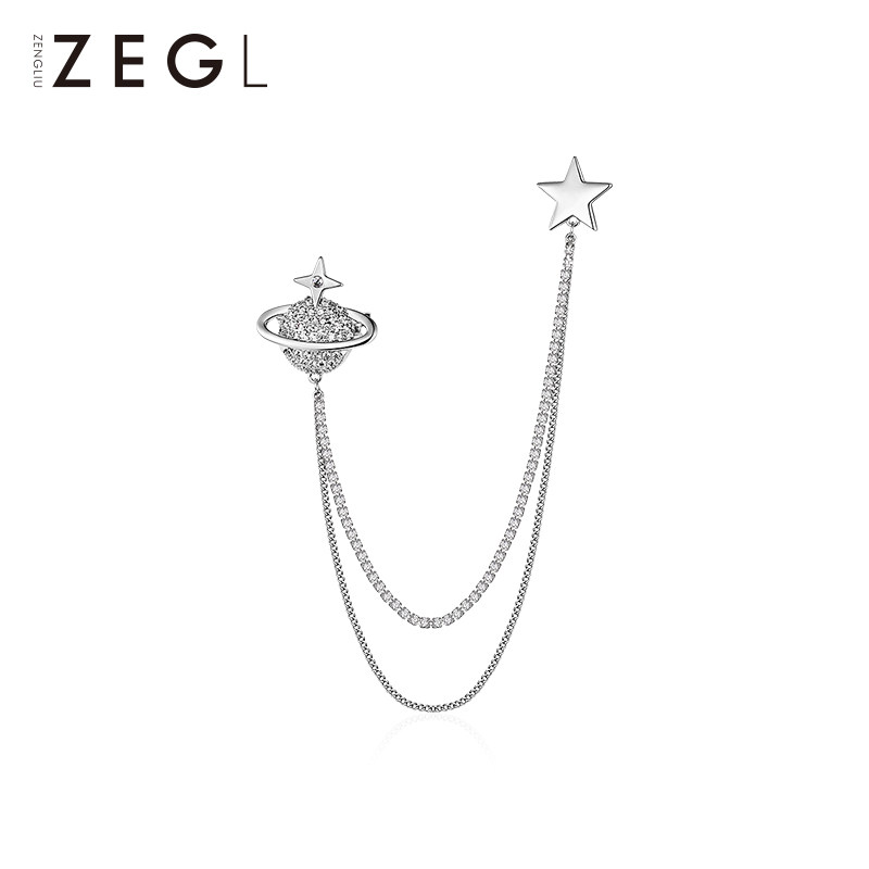 ZENGLIU星球链条胸针女气质百搭别针简约时尚挂件衣服配饰装饰品