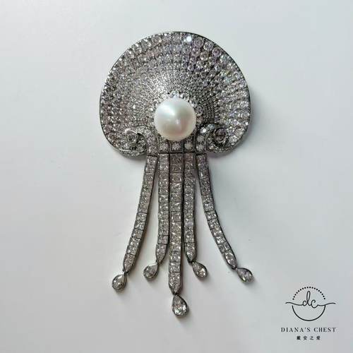 澳白海水珍珠水母胸针