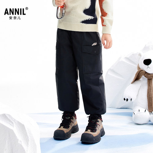 安奈儿童装男女童全腰梭织羽绒裤2025冬新款